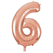 Rose Gold 34" Number 6 Supershape Foil | Helium Balloon