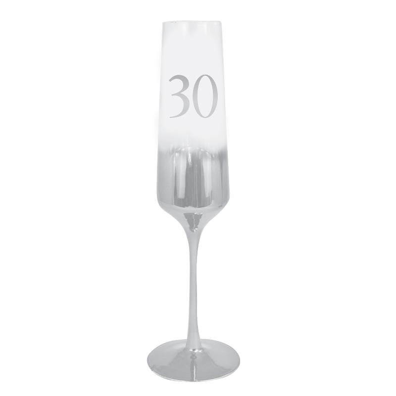 Age 30 Silver Champagne Flute Glass | Keepsake