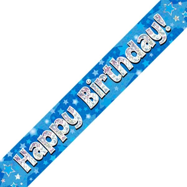 Blue Happy Birthday Banner Star Print (Foil) | Party Save Smile