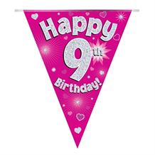 Pink Hearts 9th Birthday Bunting | Party Save Smile