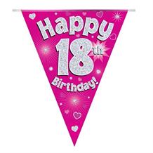 Pink Hearts 18th Birthday Bunting | Party Save Smile