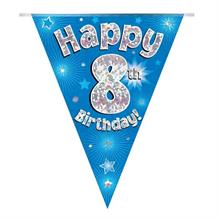 Blue Star Happy 8th Birthday Foil Flag | Bunting Banner | Decoration