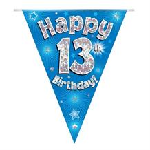 Blue Star Happy 13th Birthday Foil Flag | Bunting Banner | Decoration