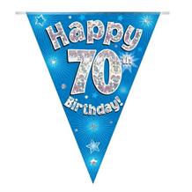 Blue Star Happy 70th Birthday Foil Flag | Bunting Banner | Decoration