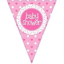 Pink Polka Dot Baby Shower Foil Flag | Bunting Banner | Decoration