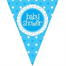 Blue Polka Dot Baby Shower Foil Flag | Bunting Banner | Decoration