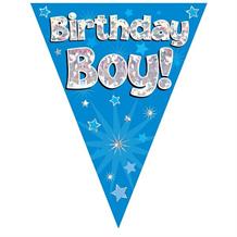 Blue Star Birthday Boy Foil Flag | Bunting Banner | Decoration