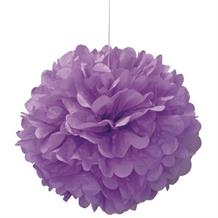 Purple 16" Puff Ball Party Hanging Decorations