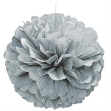 Silver 16" Puff Ball Party Hanging Decorations