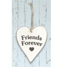 Wooden Heart Whitewash Friends Forever Hanging Heart Decoration