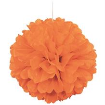 Orange 16" Puff Ball Party Hanging Decorations