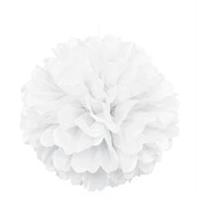 White 16" Puff Ball Party Hanging Decorations