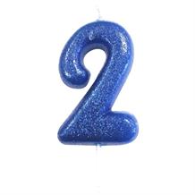Blue Glitter Number 2 Birthday Cake Candle | Decoration