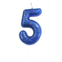 Blue Glitter Number 5 Birthday Cake Candle | Decoration