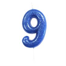 Blue Glitter Number 9 Birthday Cake Candle | Decoration