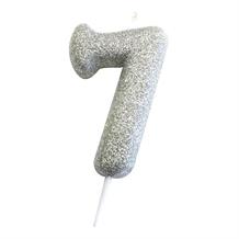 Silver Glitter Number 7 Birthday Cake Candle | Decoration