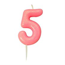 Pink Glitter Number 5 Birthday Cake Candle | Decoration