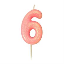 Pink Glitter Number 6 Birthday Cake Candle | Decoration