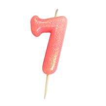 Pink Glitter Number 7 Birthday Cake Candle | Decoration