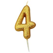 Gold Glitter Number 4 Birthday Cake Candle | Decoration
