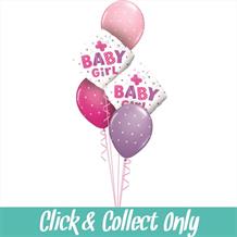 Baby Girl Butterfly Baby Shower Inflated 5 Balloon Bouquet