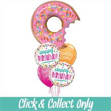 Doughnut Happy Birthday Large Inflated 5 Balloon Bouquet