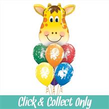 Giraffe Jungle Animals Birthday Large Inflated 7 Balloon Bouquet