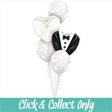 Wedding Dress and Tuxedo Inflated 5 Balloon Bouquet
