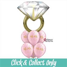 Mr and Mrs Wedding Ring Pink Large Inflated 5 Balloon Bouquet