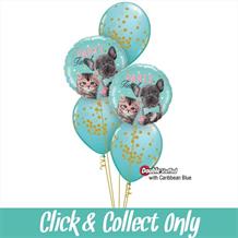 Kitten and Puppy Party Time Inflated 5 Balloon Bouquet