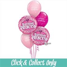 Pink Birthday Princess Inflated 5 Balloon Bouquet