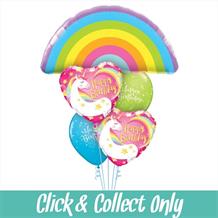 Rainbow and Unicorn Happy Birthday Large Inflated 7 Balloon Bouquet