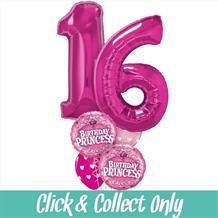 Sweet 16 Birthday Princess Large Inflated 5 Balloon Bouquet