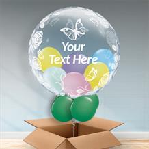 Personalisable Inflated Roses and Butterflies | Baby Shower | 1st Birthday Balloon Filled Bubble Balloon in a Box