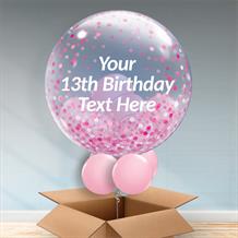 Pink Confetti Personalised 13th Birthday Bubble Balloon in a Box