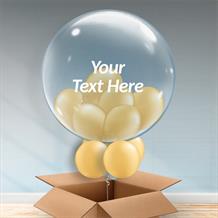 Personalisable Inflated Gold Balloon Filled Bubble Balloon in a Box