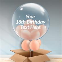 Personalisable Inflated Rose Gold 18th Birthday Balloon Filled Bubble Balloon in a Box