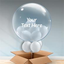 Personalisable Inflated Silver Balloon Filled Bubble Balloon in a Box
