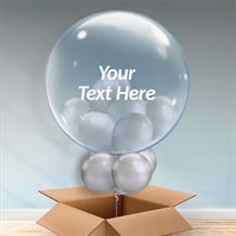Chrome Silver Personalised Bubble Balloon in a Box Delivered