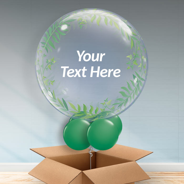 Personalisable Inflated Elegant Greenery | Baby | 1st Birthday Bubble Balloon in a Box