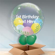 Personalisable Inflated Elegant Greenery | Baby | 1st Birthday Balloon Filled Bubble Balloon in a Box