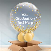 Personalisable Inflated Gold Confetti Dots | Graduation Bubble Balloon in a Box