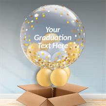 Personalisable Inflated Gold Confetti Dots | Graduation Balloon Filled Bubble Balloon in a Box
