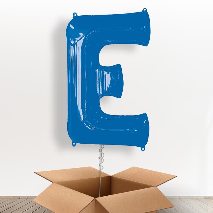 Personalisable Blue Giant Letter E Balloon in a Box Gift