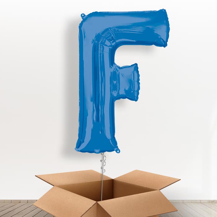 Personalisable Blue Giant Letter F Balloon in a Box Gift