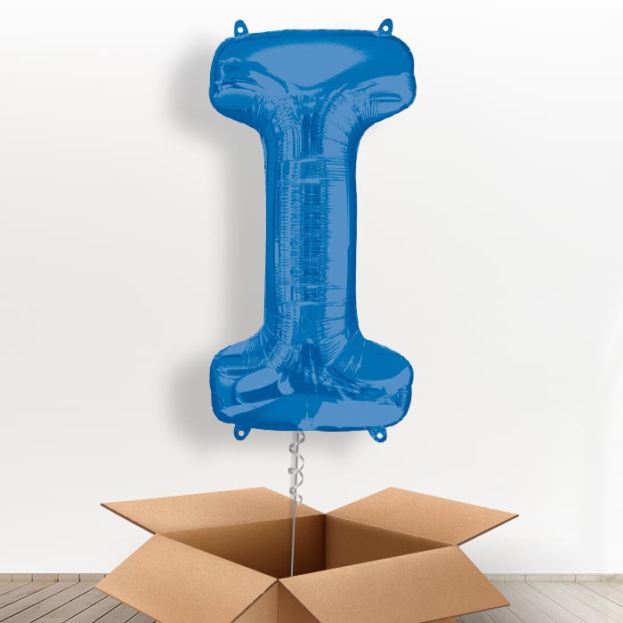 Personalisable Blue Giant Letter I Balloon in a Box Gift