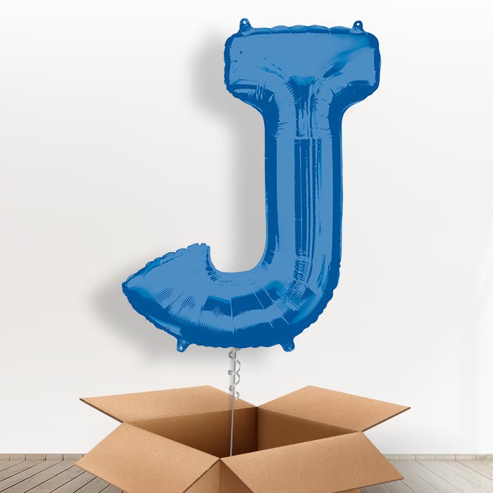 Personalisable Blue Giant Letter J Balloon in a Box Gift