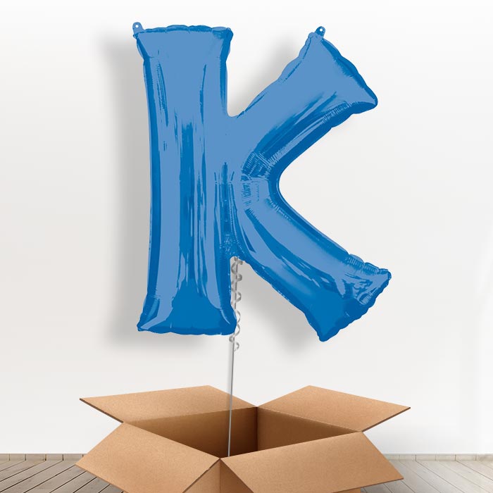 Personalisable Blue Giant Letter K Balloon in a Box Gift