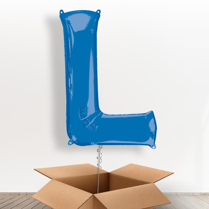 Personalisable Blue Giant Letter L Balloon in a Box Gift