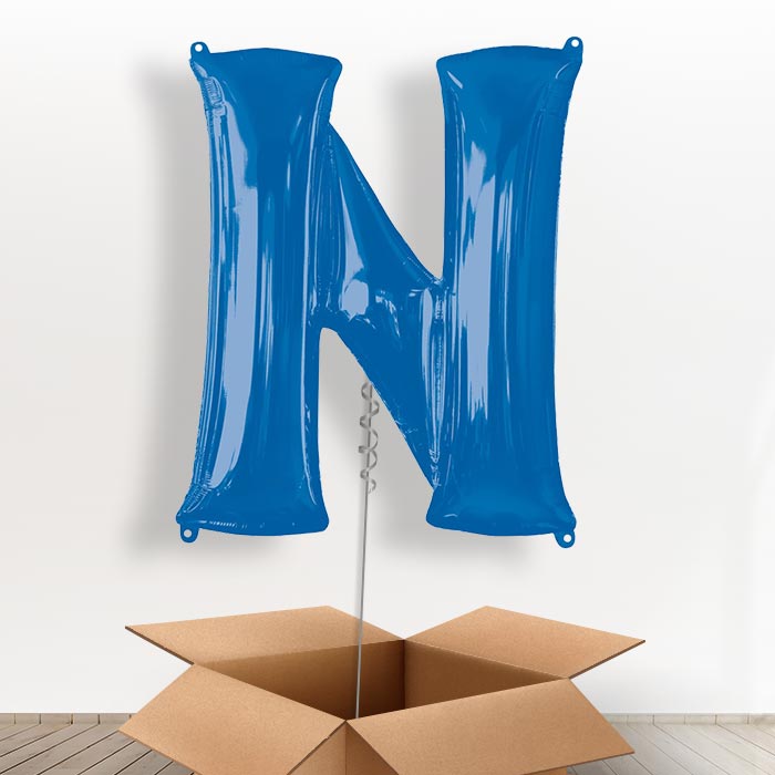 Personalisable Blue Giant Letter N Balloon in a Box Gift